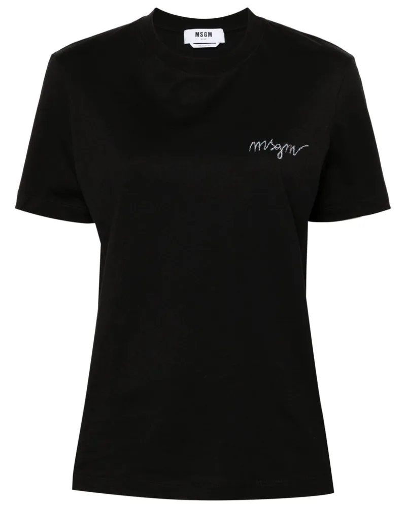 MSGM T-Shirt mit Logo-Stickerei - Schwarz Schwarz