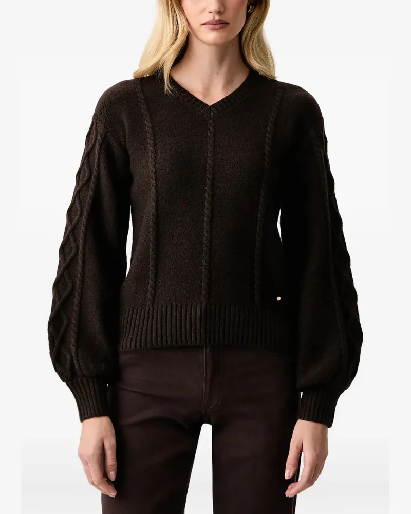 Armani Exchange cable-knit V-neck sweater - Braun Braun