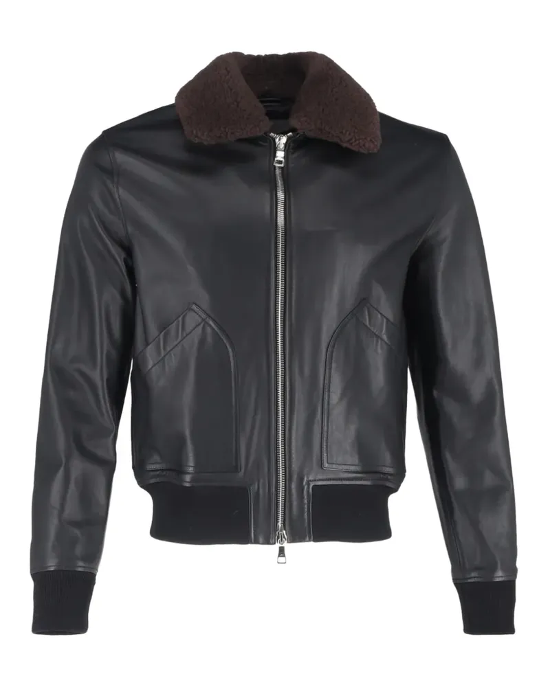 MR P. Bomberjacke mit Shearling-Besatz - Schwarz Schwarz