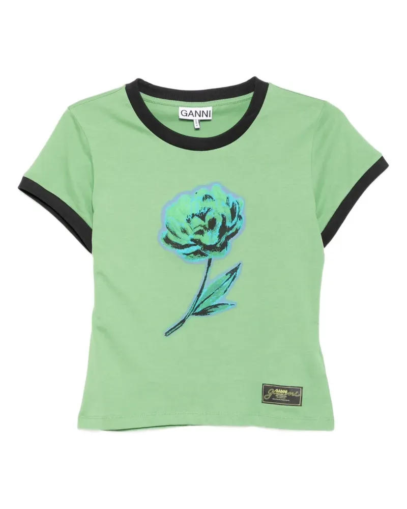 Ganni T-Shirt mit grafischem Print - Grün Grün