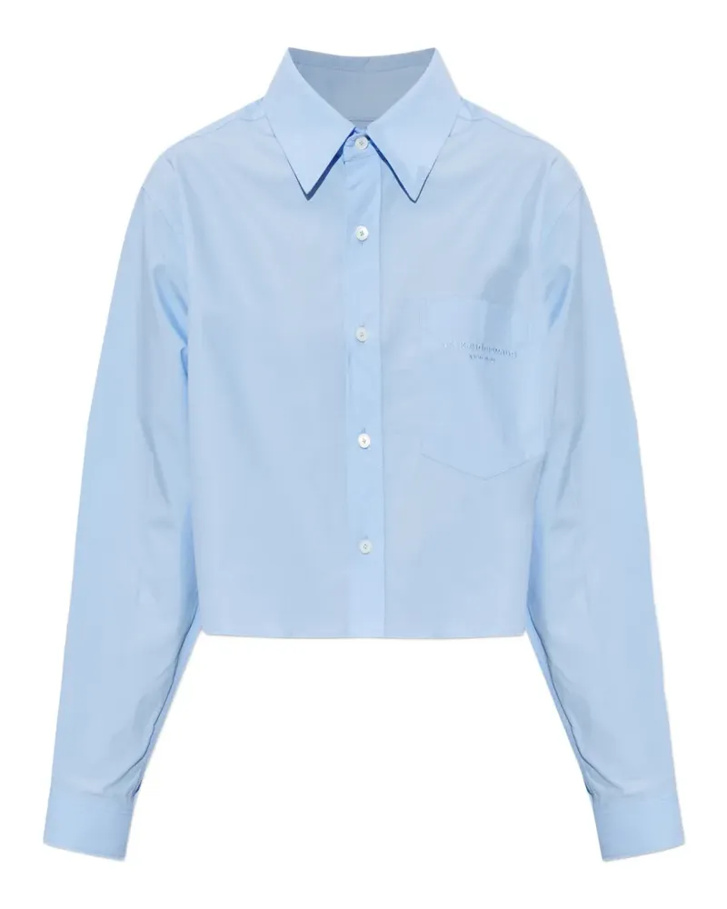 Alexander Wang logo-embroidered cotton cropped shirt - Blau Blau