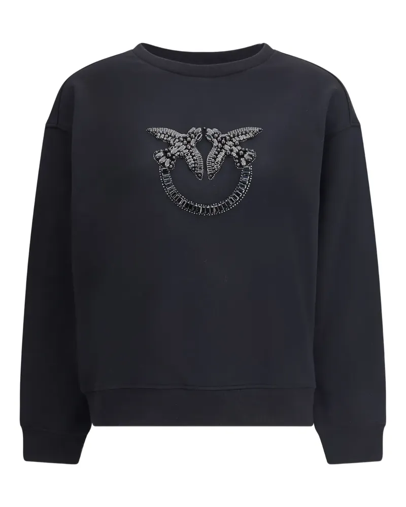 Pinko Sweatshirt mit Kristallen - Schwarz Schwarz