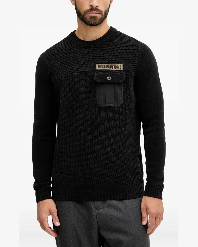 Aeronautica Militare patch pocket sweater - Schwarz Schwarz