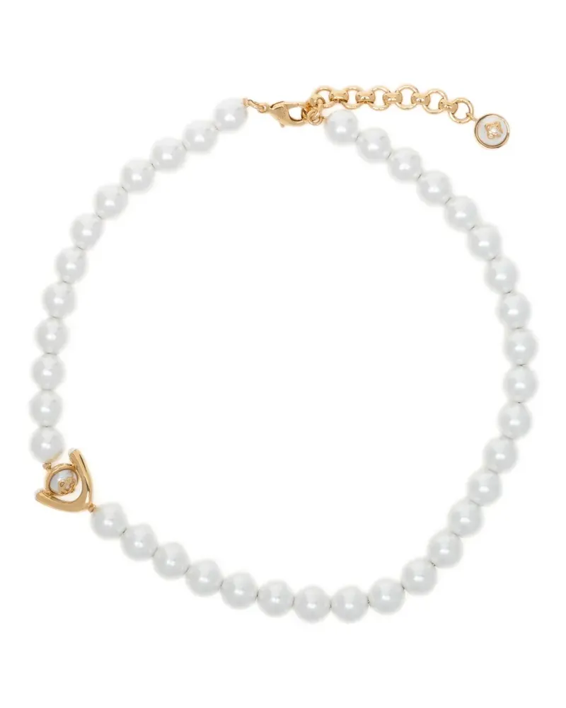 Casablanca Paris pearl-embellished logo-pendant necklace - Gold Gold