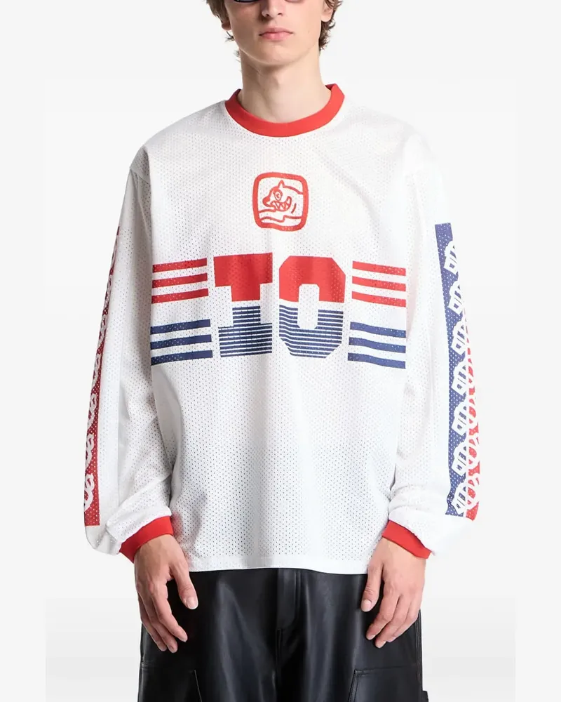 Billionaire Boys Club logo-print mesh long-sleeve T-shirt - Weiß Weiß