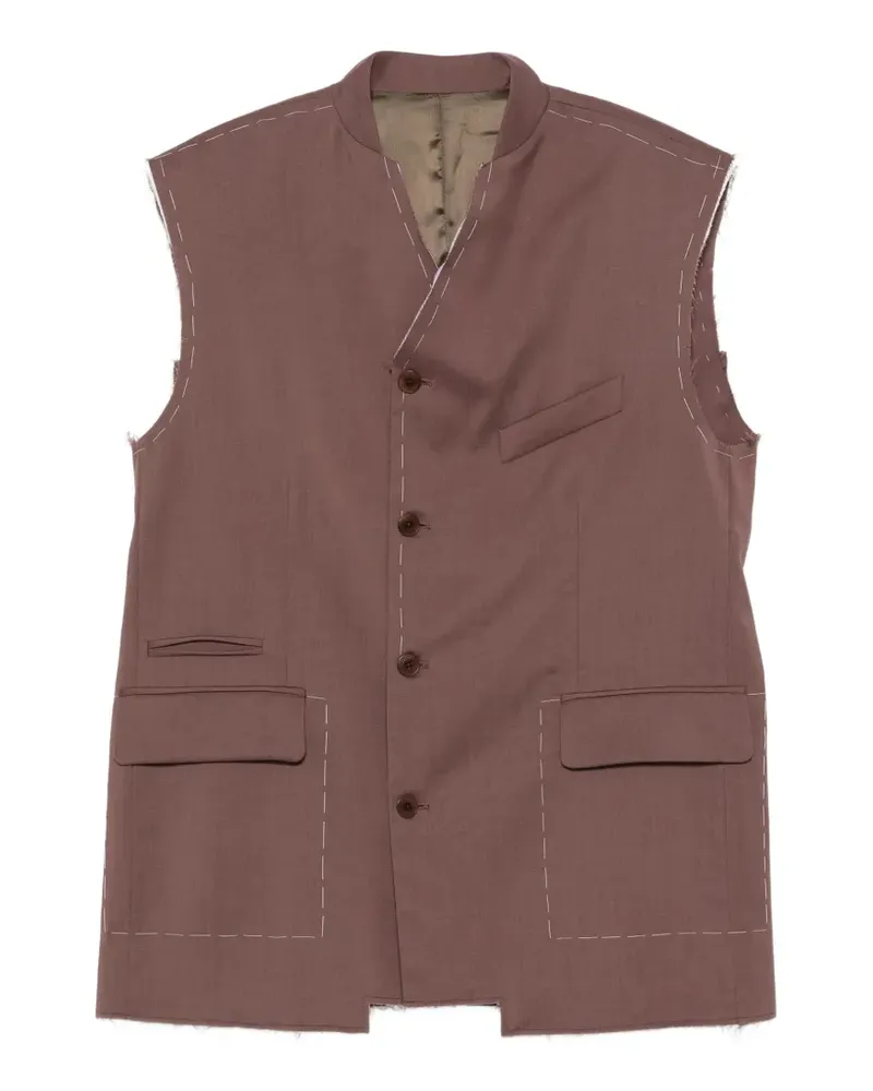 Costumein contrast-stitching sleeveless gilet - Braun Braun