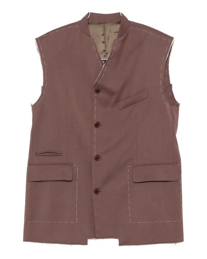 Costumein contrast-stitching sleeveless gilet - Braun Braun