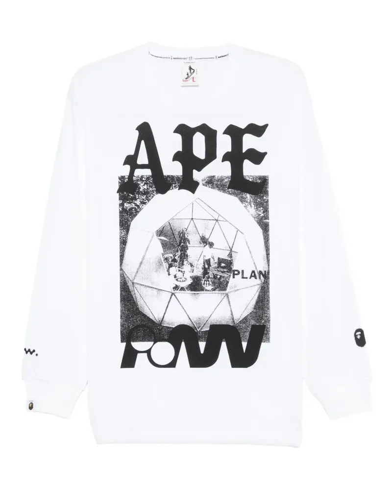 BAPE Langarmshirt mit grafischem Print - Weiß Weiß