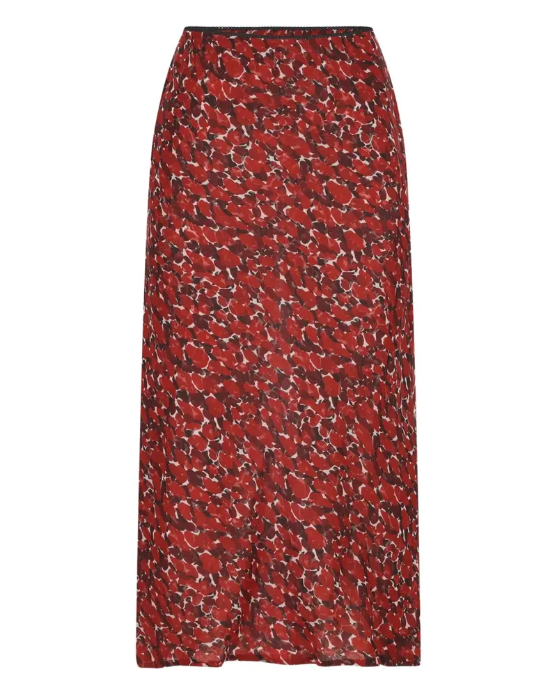 Saint Laurent Seidenrock mit Polka Dots - Rot Rot