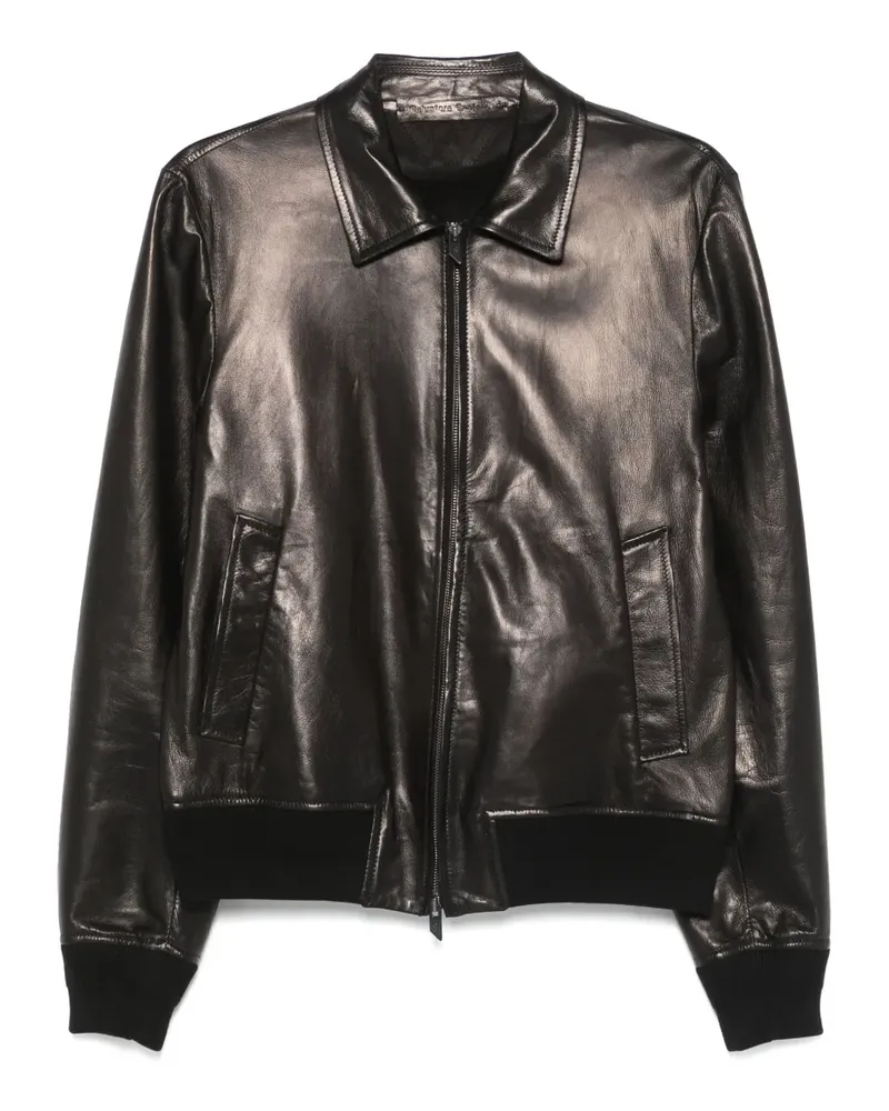 Salvatore Santoro Bomberjacke aus Leder - Schwarz Schwarz