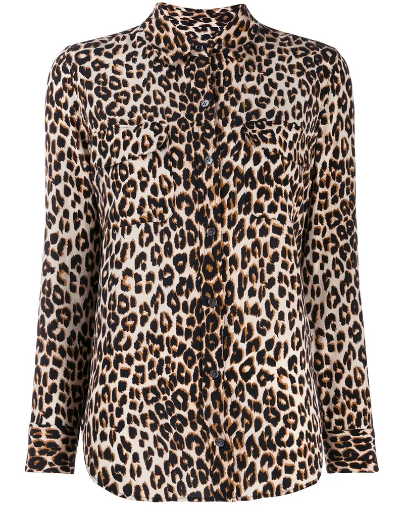 Equipment Signature Hemd mit Leoparden-Print - Nude Nude