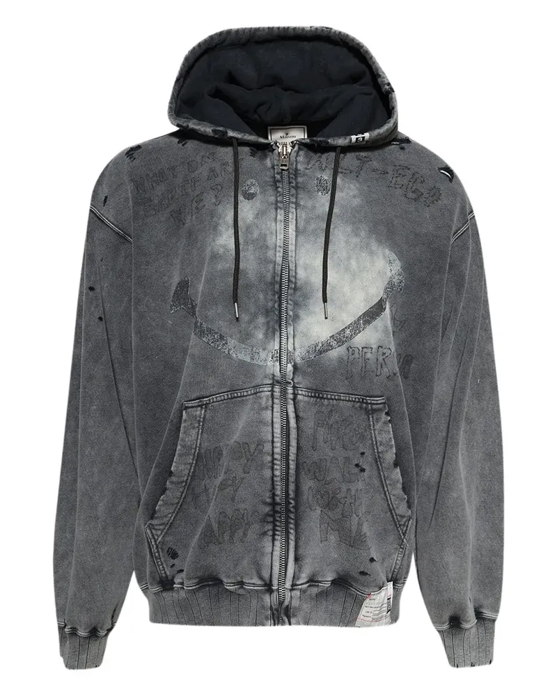 MIHARAYASUHIRO Kapuzenjacke in Distressed-Optik - Schwarz Schwarz