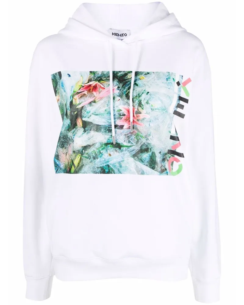 Kenzo Hoodie mit abstraktem Print Weiß