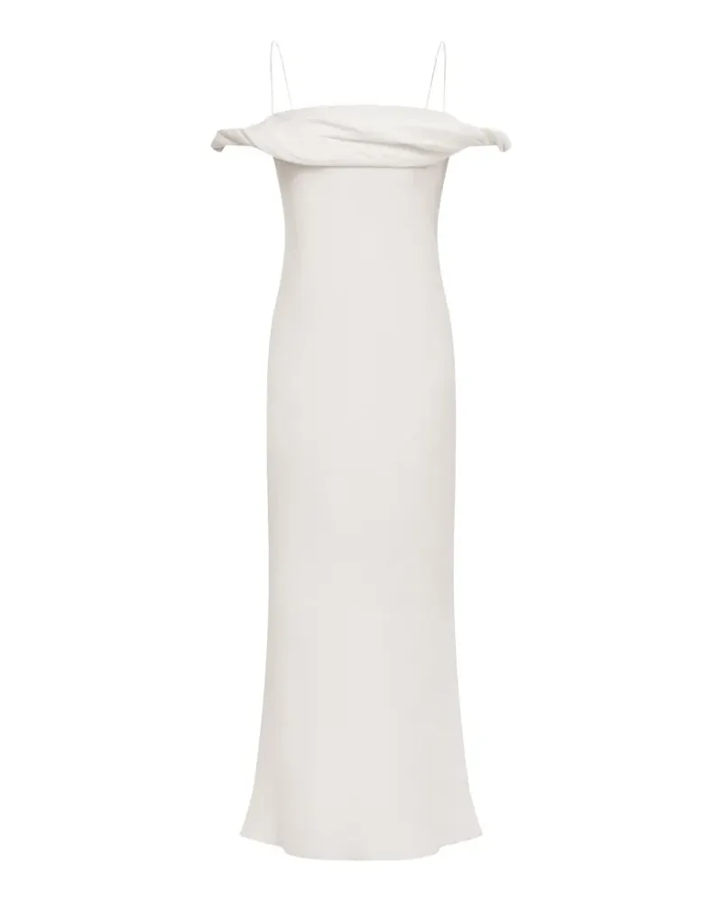 12 STOREEZ Schulterfreies Toscana Kleid - Weiß Weiß