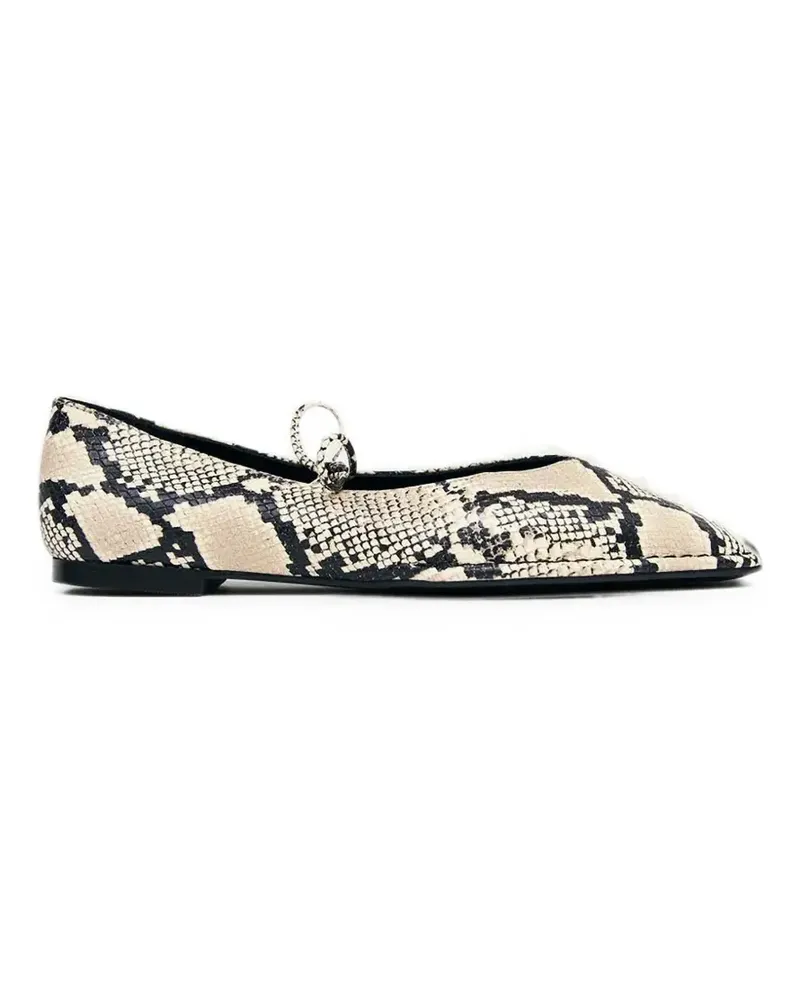 Alohas Sway snake-effect squared-toe ballet flats - Nude Nude