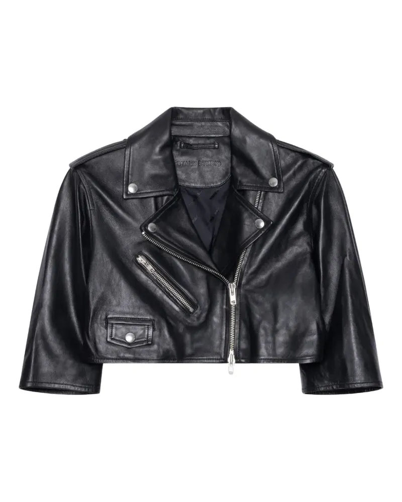 STAND Piper cropped leather jacket - Schwarz Schwarz