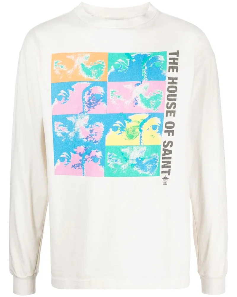 SAINT MXXXXXX Langarmshirt mit grafischem Print - Weiß Weiß