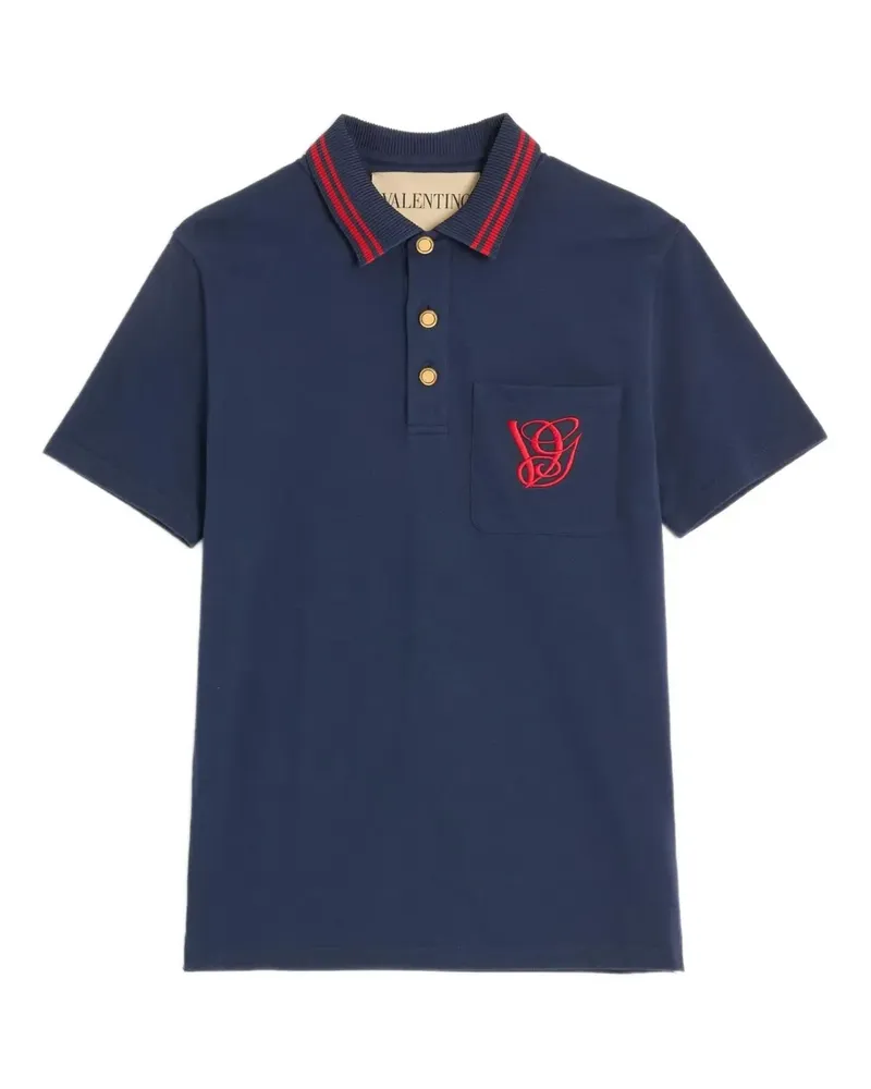 Valentino Garavani Poloshirt mit VG-Stickerei - Blau Blau