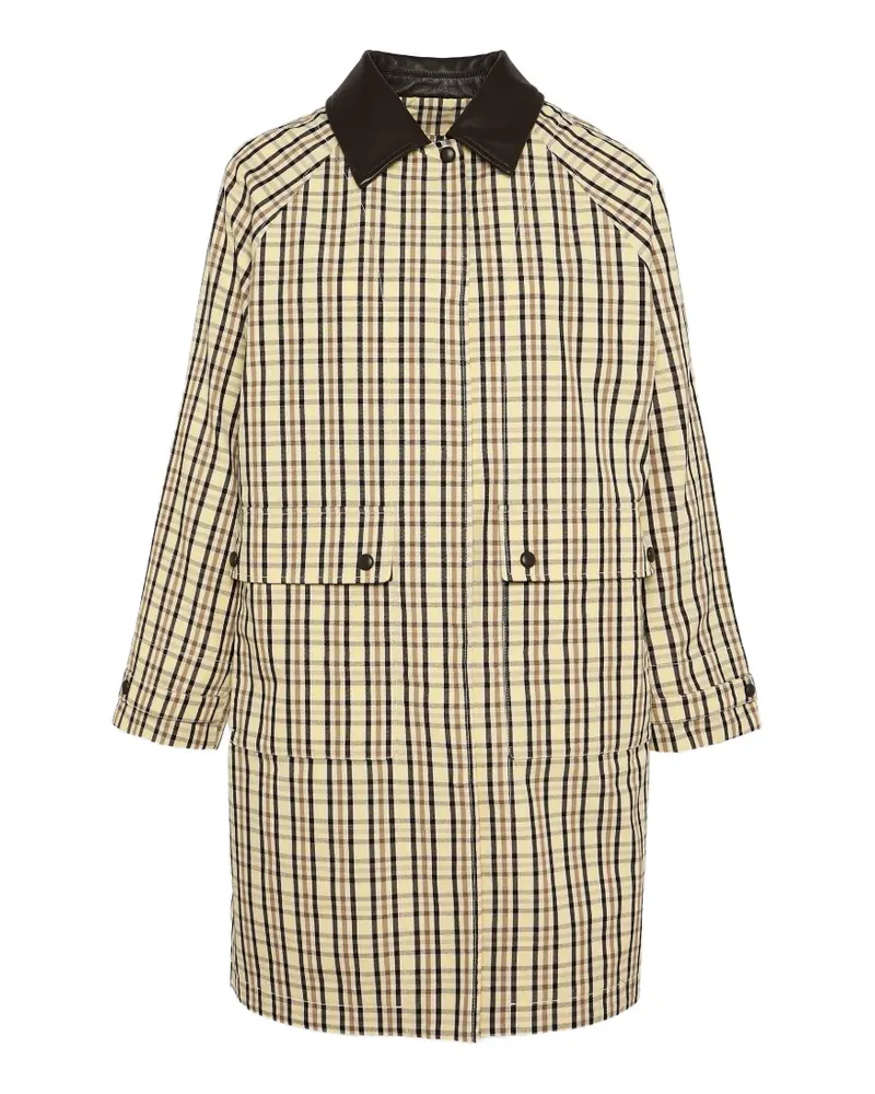 Yves Salomon Ledermantel mit kariertem Kragen - Gelb Gelb