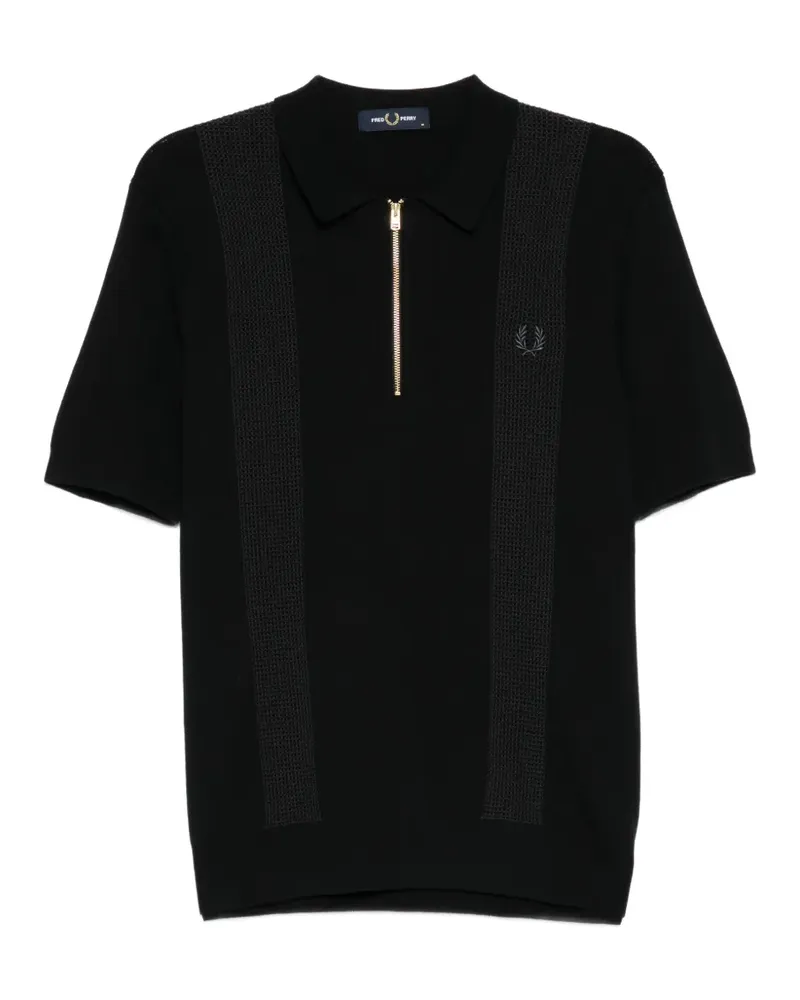 Fred Perry textured-panel zip-up sweater - Schwarz Schwarz