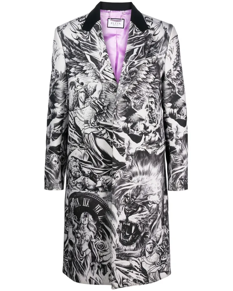 Philipp Plein Mantel mit Tattoo-Print - Grau Grau
