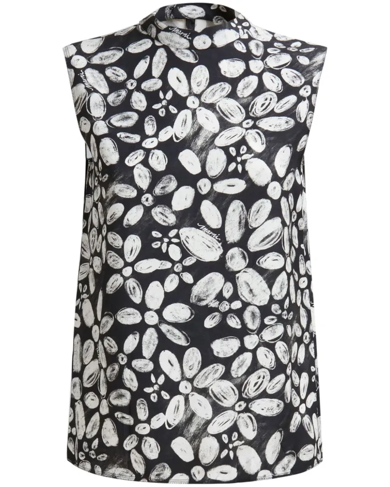 Marni Ärmelloses Top mit Blumen-Print - Schwarz Schwarz