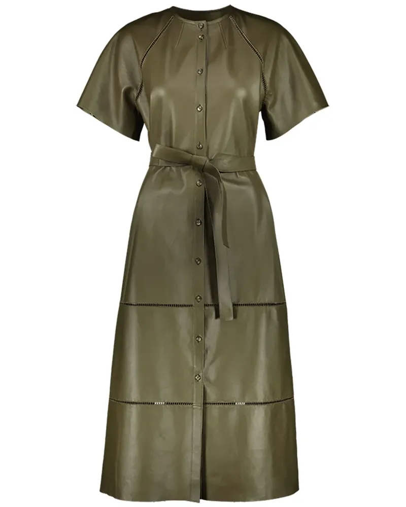 Yves Salomon Midikleid mit Gürtel - Grün Grün
