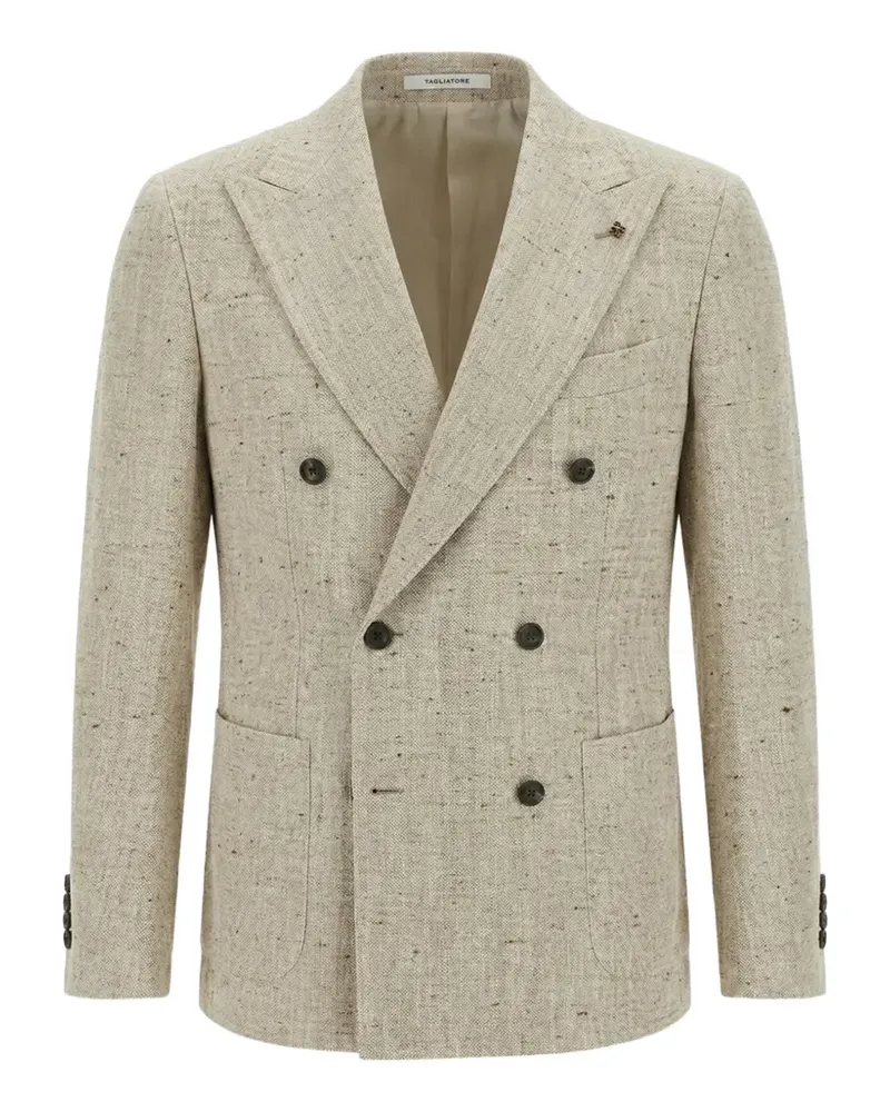 Tagliatore Revival double-breasted slub-texture jacket - Nude Nude