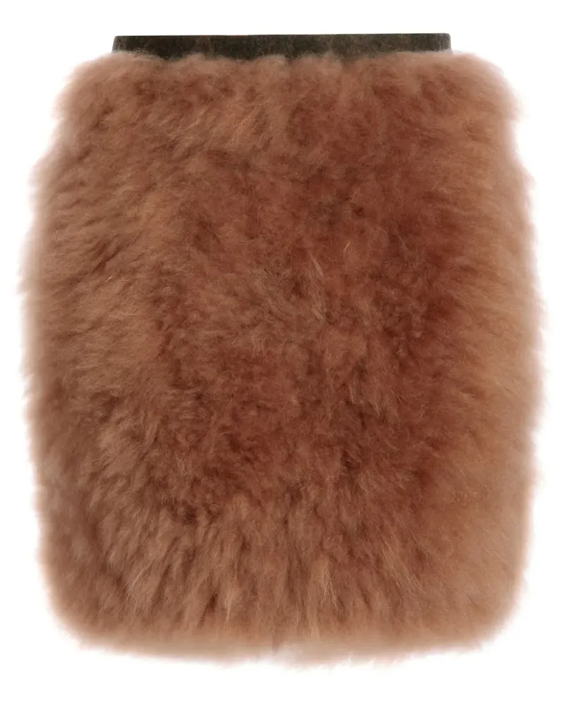 Bally Bleistiftrock mit Pelzeinsätzen - Braun Braun