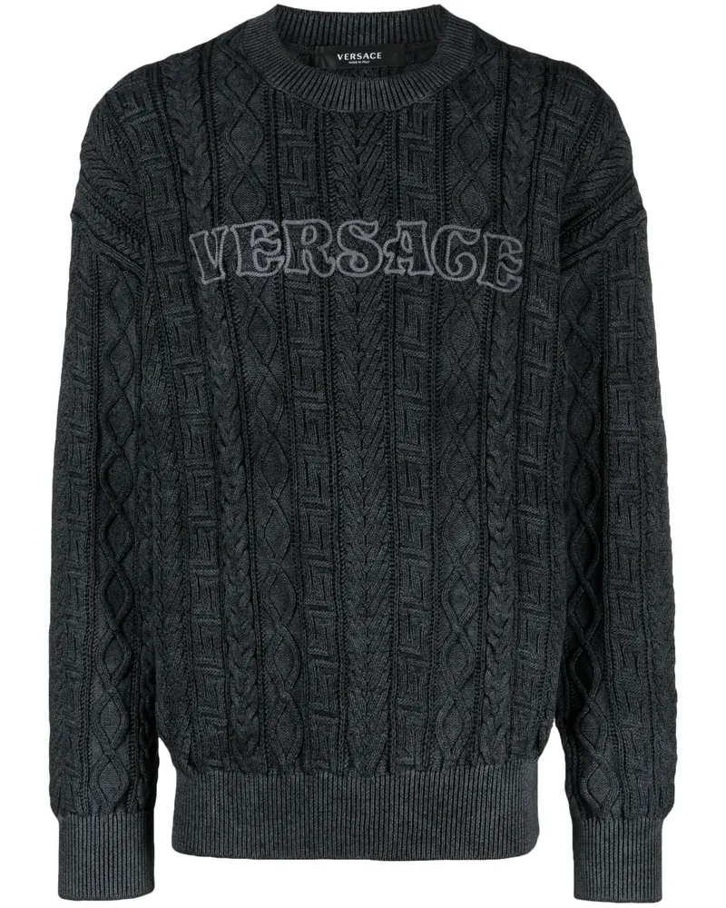 Versace Greca cable-knit jumper - Schwarz Schwarz