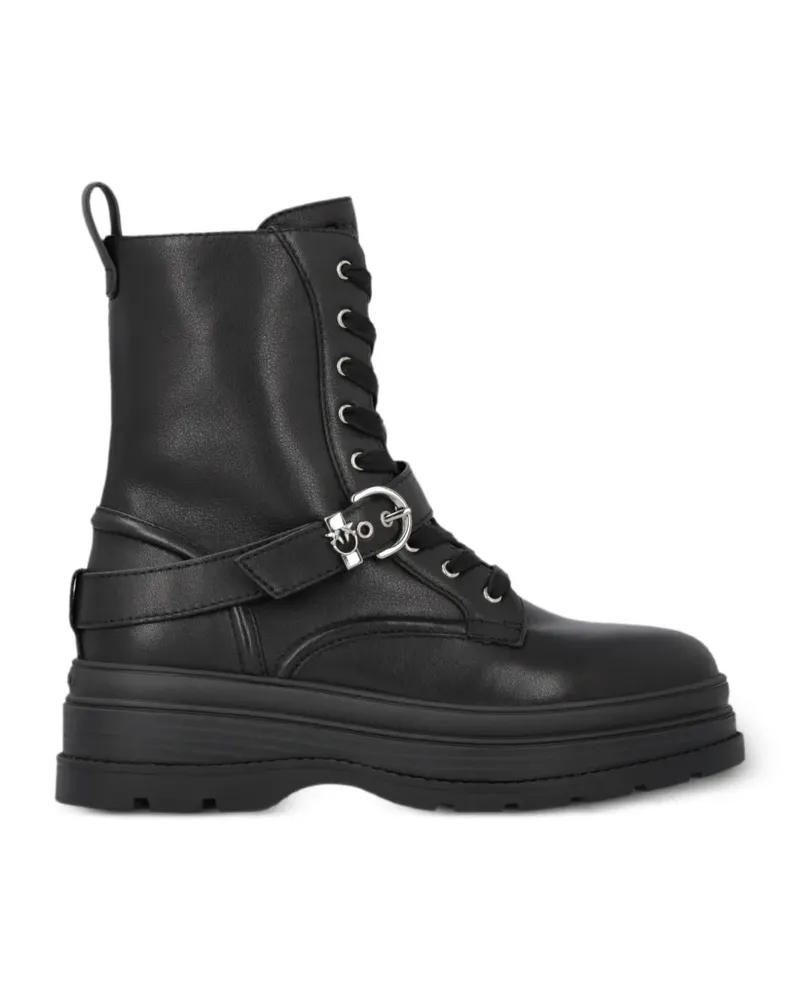 Pinko Schnürstiefel mit Schnallenriemen - Schwarz Schwarz