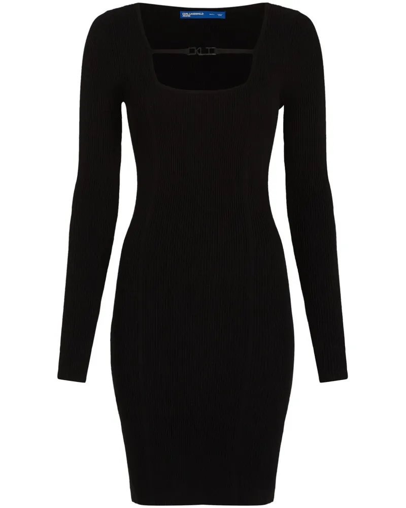 Karl Lagerfeld Kleid mit Logo-Schild - Schwarz Schwarz