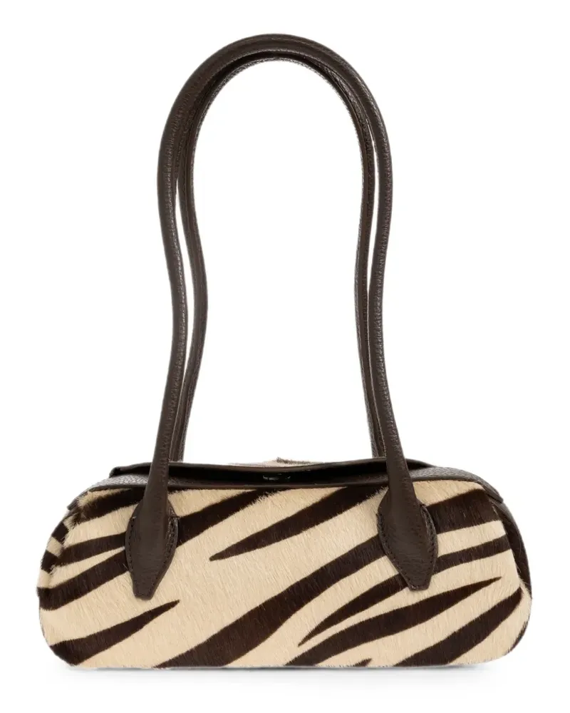 YUZEFI Oyster zebra-print shoulder bag - Nude Nude