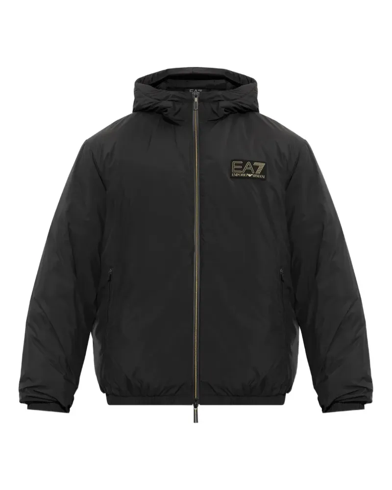 EA7 logo-patch hooded jacket - Schwarz Schwarz