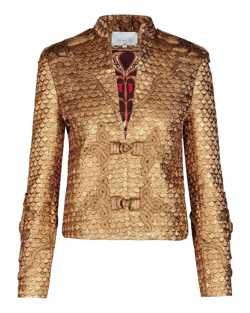Johanna Ortiz Boldness scale-pattern knot-detail jacket - Gold Gold