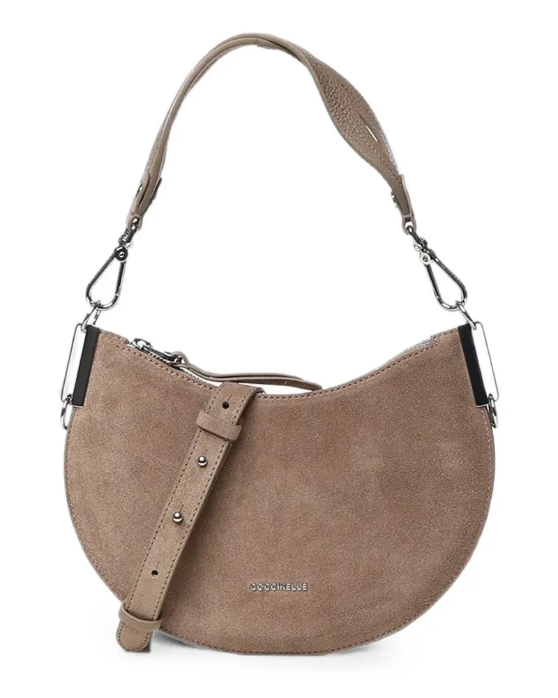 Coccinelle small suede crescent tote bag - Nude Nude