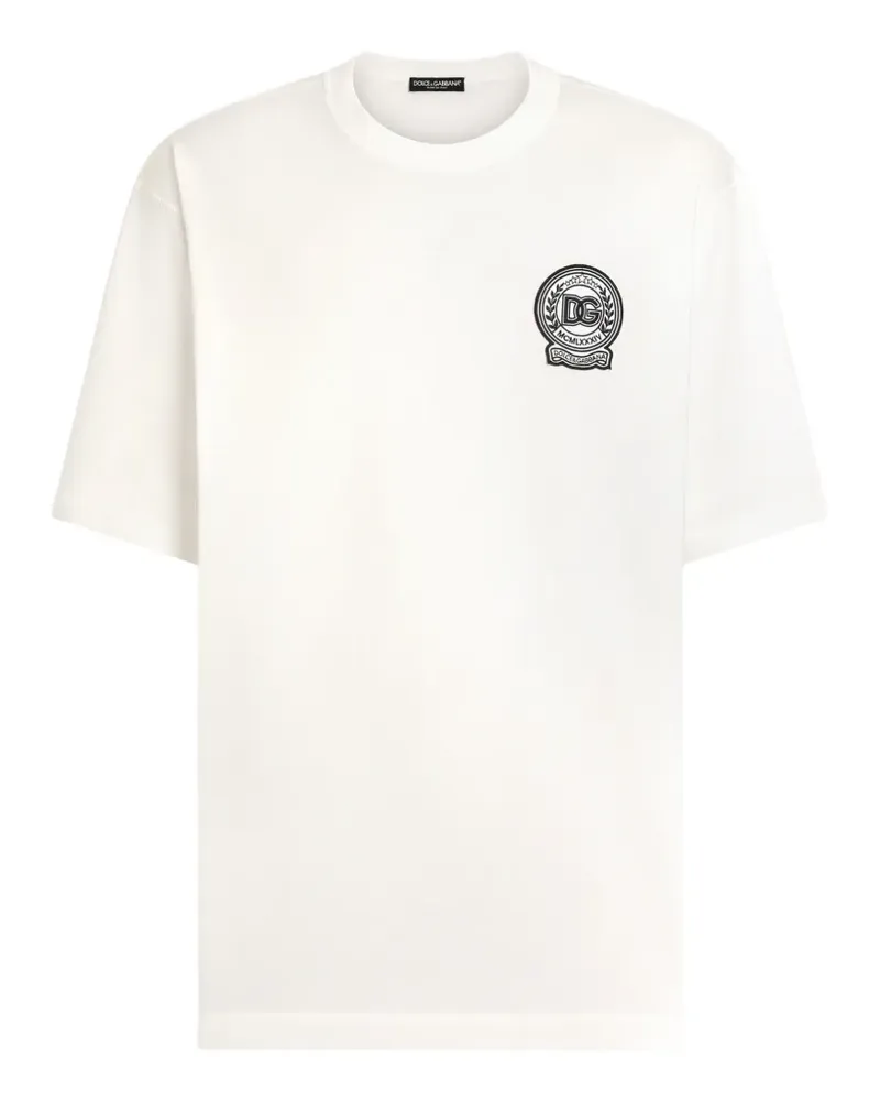 Dolce & Gabbana T-Shirt mit DG-Stickerei - Weiß Weiß