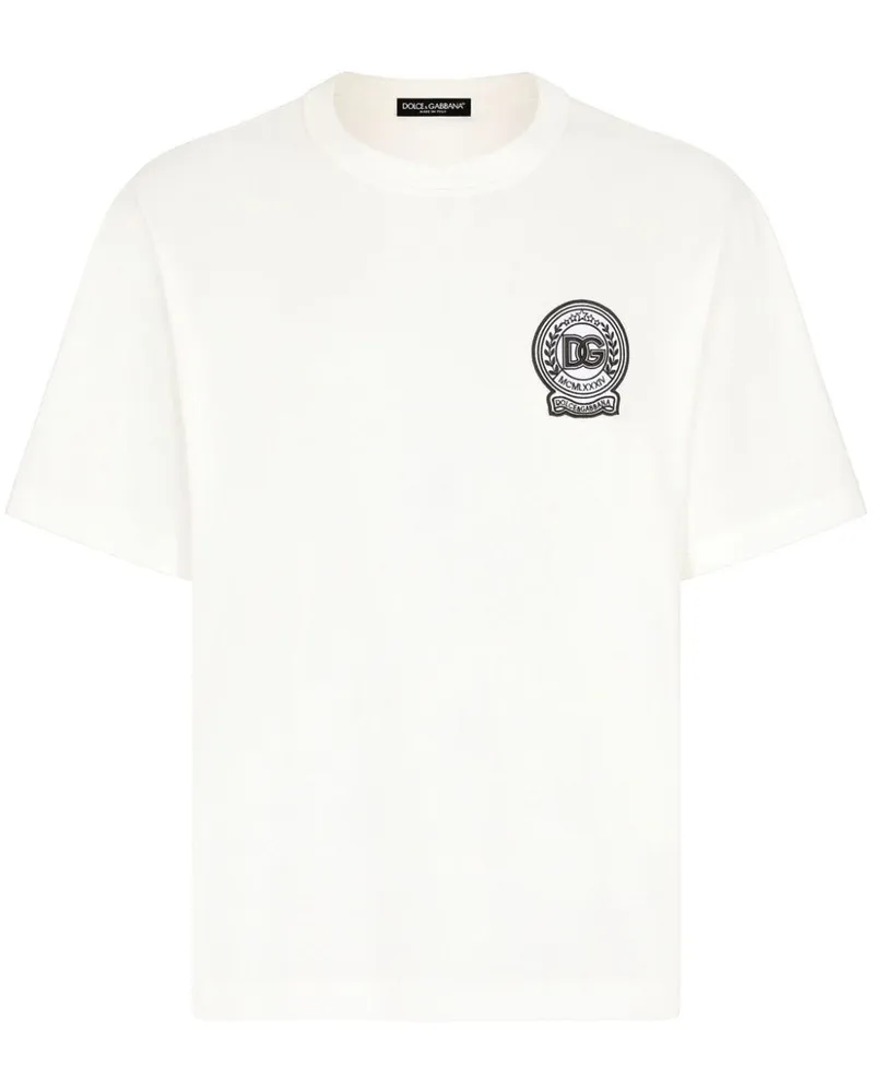 Dolce & Gabbana T-Shirt mit DG-Stickerei - Weiß Weiß