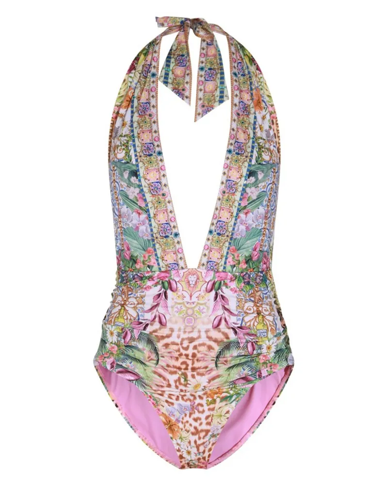 Camilla Badeanzug mit Neckholder - Rosa Rosa