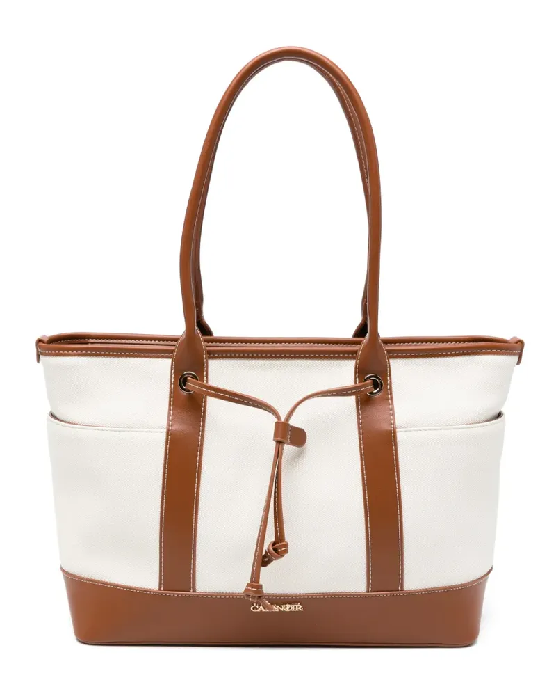CAFèNOIR  Shopper mit Logo-Schild - Weiß Weiß