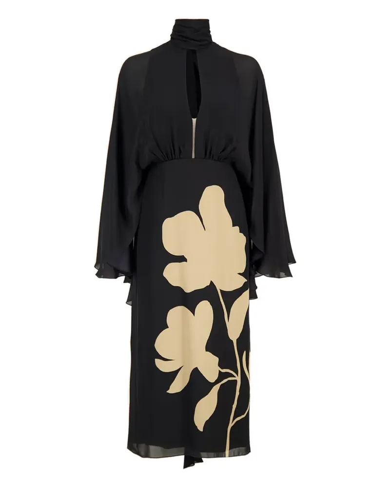 Johanna Ortiz Post Treasures Midikleid mit Blumen - Schwarz Schwarz