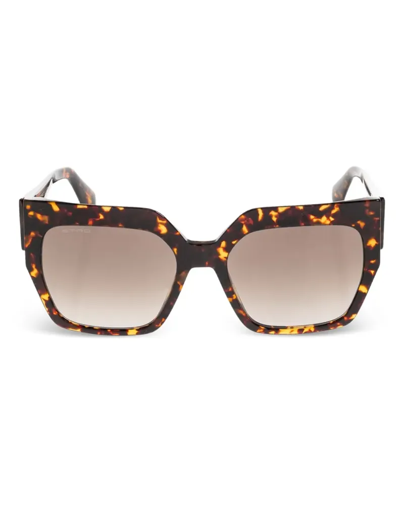 Etro tortoiseshell-effect geometric-frame sunglasses - Braun Braun