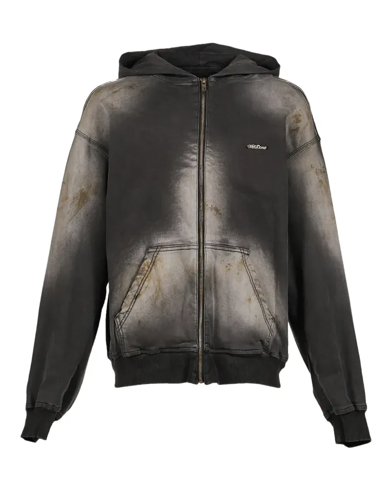 WE 11 DONE Kapuzenjacke mit schmutziger Waschung - Schwarz Schwarz