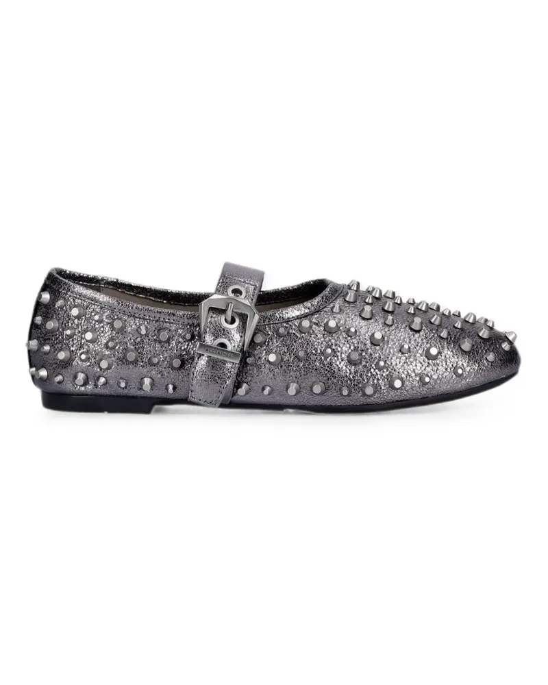 AllSaints stud-embellished buckle-fastening ballet flats - Grau Grau