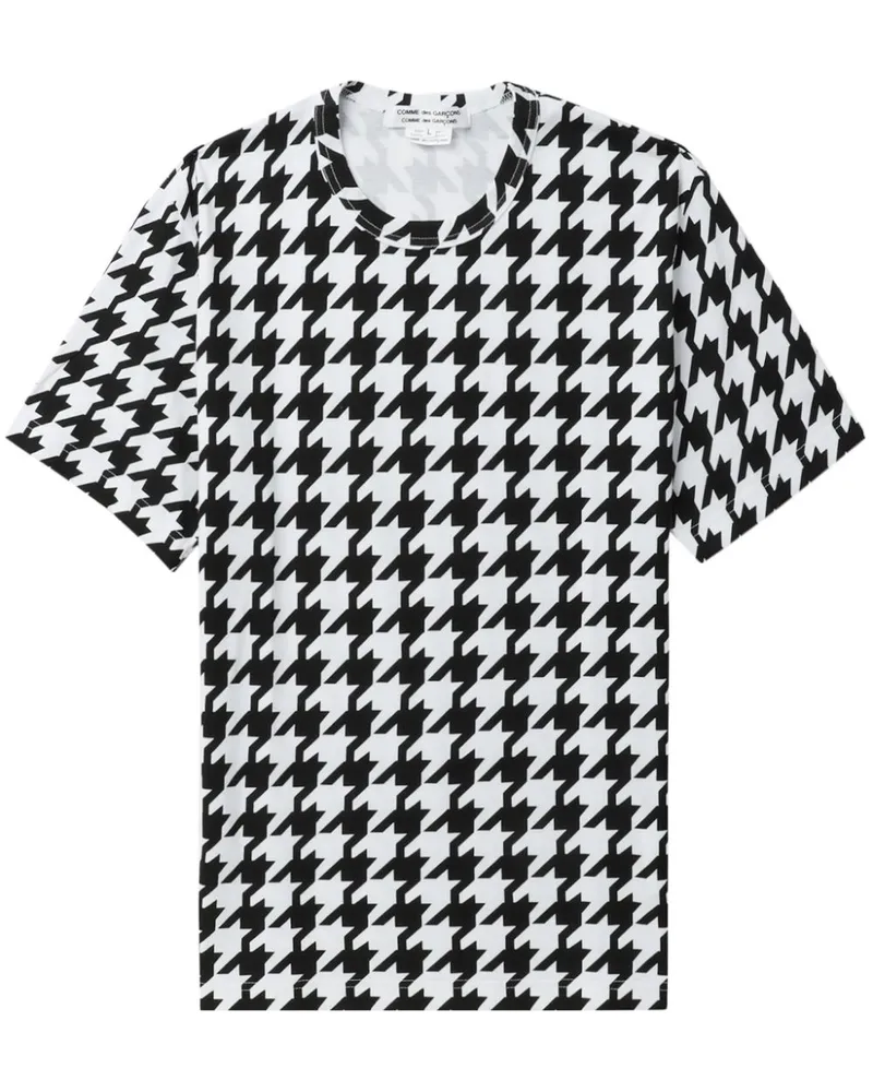 Comme des Garçons T-Shirt mit Hahnentrittmuster - Schwarz Schwarz