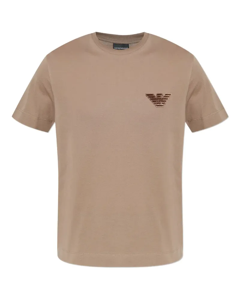 Emporio Armani T-Shirt mit Adler-Patch - Nude Nude