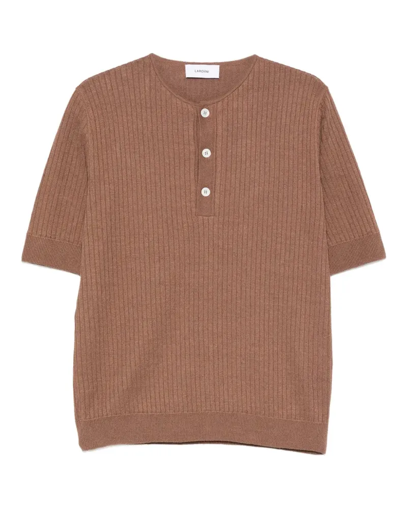 LARDINI Geripptes Poloshirt mit Knöpfen - Braun Braun