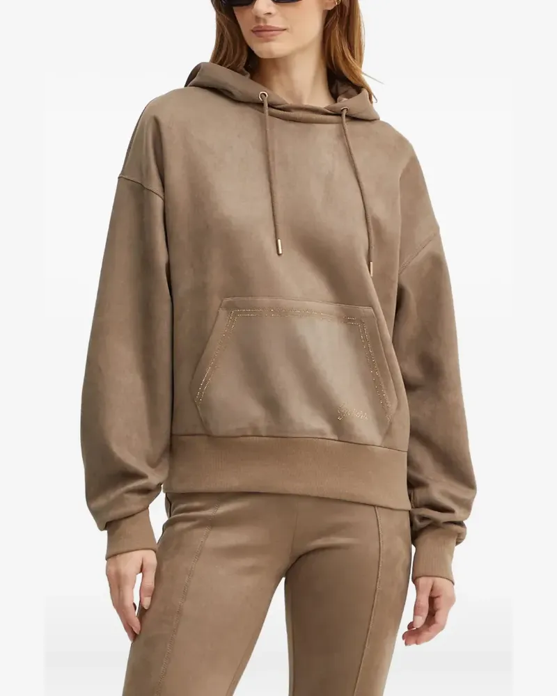 Guess Pocket Hoodie mit Kordelzug - Braun Braun
