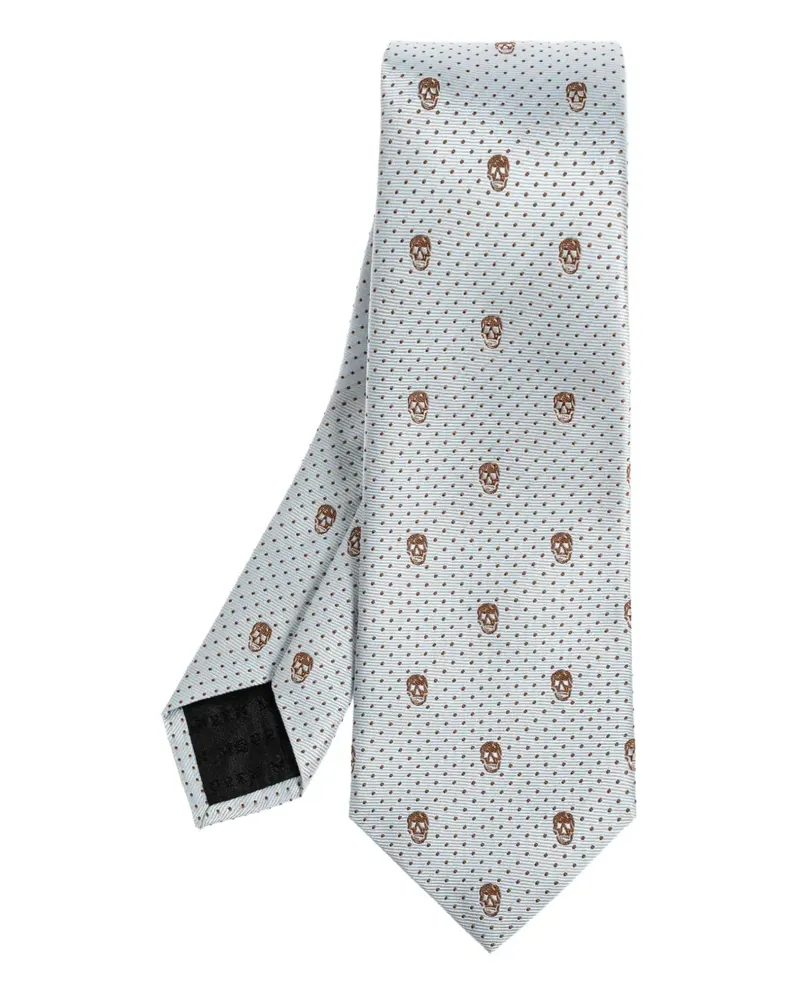 Alexander McQueen skull-pattern dotted tie - Blau Blau