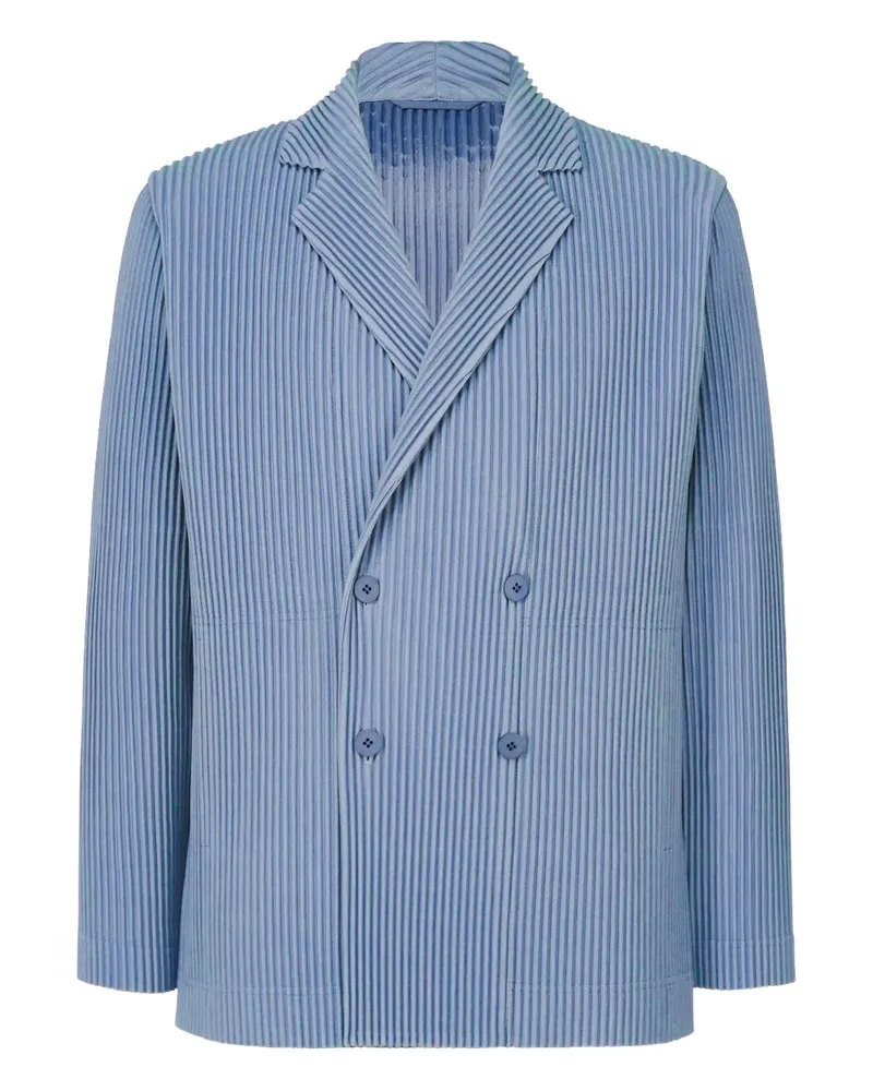 Issey Miyake Doppelreihige Pleats 1 Jacke - Blau Blau